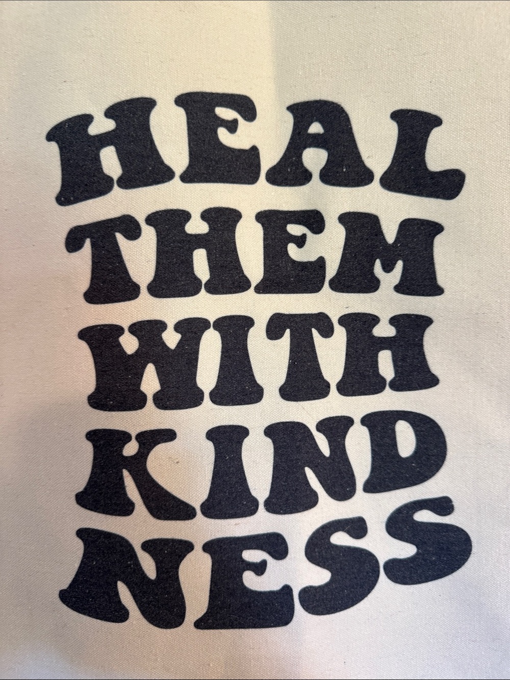 Handcrafted Canvas Tote Bag with "Heal Them With Kindness" Print - Picture 2 of 4